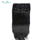 Ali Fumiqueen человеческие волосы для наращивания на заколках 7 шт.компл. длинные прямые волосы на всю голову #1 # 1B #4 #8 #613 #27 12-24 дюйма заколки для волос