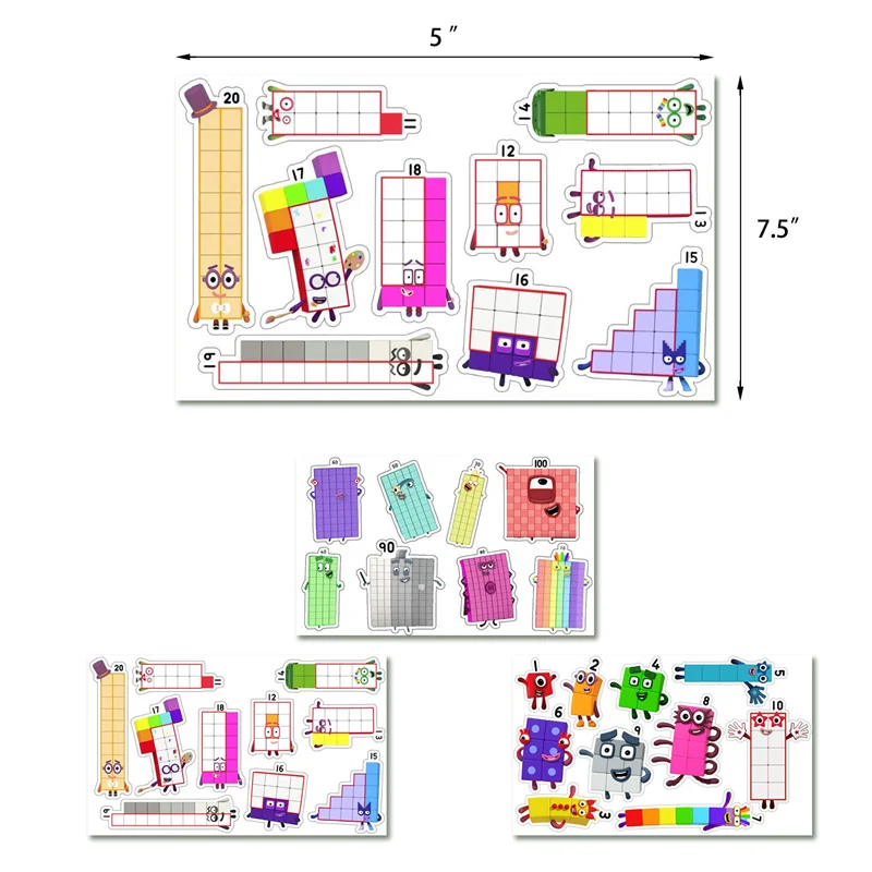 Pegatinas de bloques de n&uacute;meros de dibujos animados para ni&ntilde;os, juego de calcoman&iacute;as de vinilo para monopat&iacute;n, tel&eacute;fono, bicicleta, regalo, 1/3 piezas-5