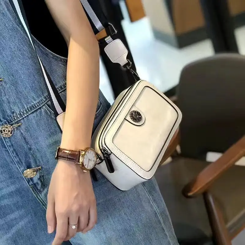 

Cowhide small bag women 2021 new double shoulder strap western style one-shoulder diagonal bag leather women bag