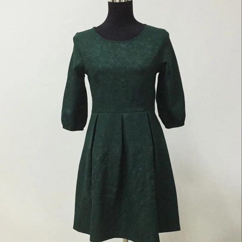 Осеннее платье для мамы и дочки 2019 зимнее на молнии с полурукавом глубоким