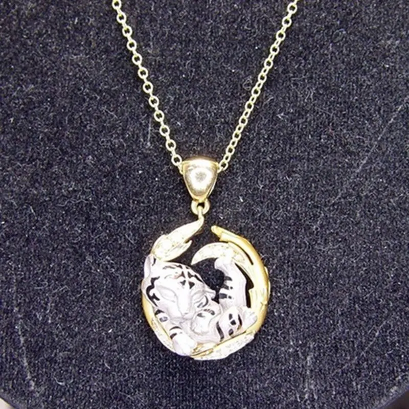 

1PCS 2021 New Arrival Natural Animal Unique Dream Tiger Pendant Necklace Charm Jewelry Christmas Gifts Chain Length 55cm
