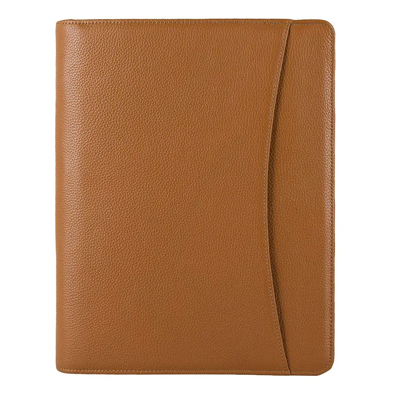 Custom-name Ручной работы из натуральной кожи Padfolio портфель чехол, персонализированный бизнес A4 Размер Конференц-Папка с буфером обмена-коричневый - Цвет: Custom-name