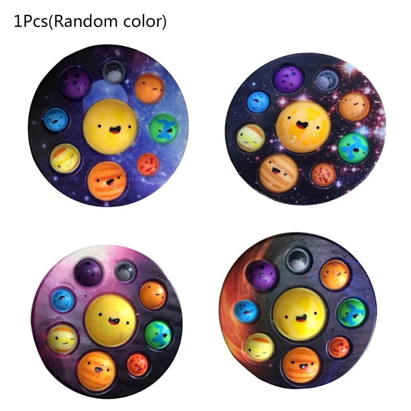 

Push Bubble Fidget Popper Lovely Planets Vent Toy Novelty Gift for Kids Early Education Anxiety Busy Board for Children