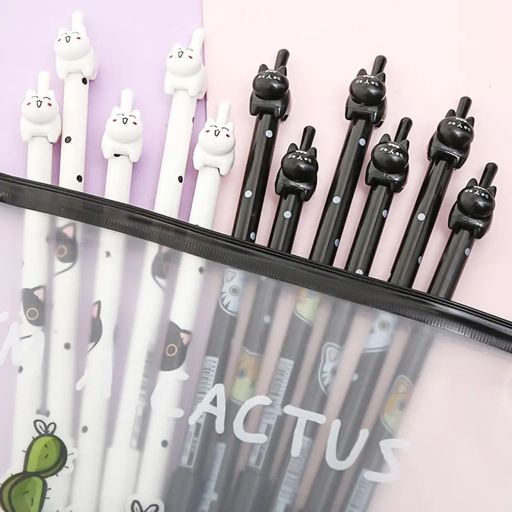 

12/100Pcs Novelty Cool Cute Black Cat Gel Pen Kawaii Stationery Store Office Accessory Kawai Stationary School Supply Thing Item