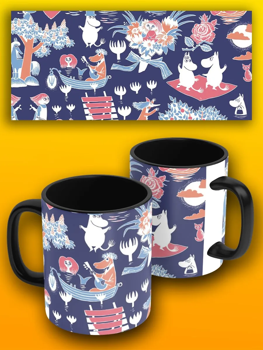Кружка черная мультфильм муми тролль moomin - 6653 | Дом и сад