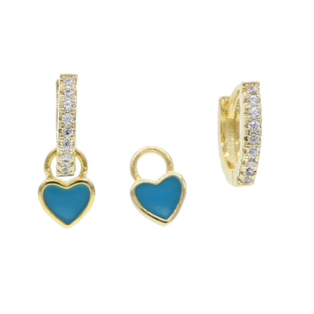 Candy Colorful Earrings Paved With Romantic Cz 4 Colors Rinbow Heart Shape Charm Jewlery For Wedding Gift 2021 New | Украшения и