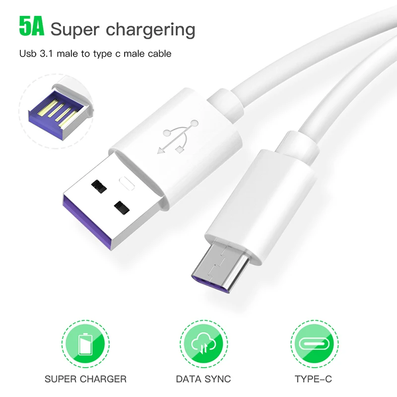 Кабель USB Type-C 5 А для быстрой зарядки 3 0 USB-C Huawei Honor 20 9X Samsung A51 A71 | Мобильные телефоны
