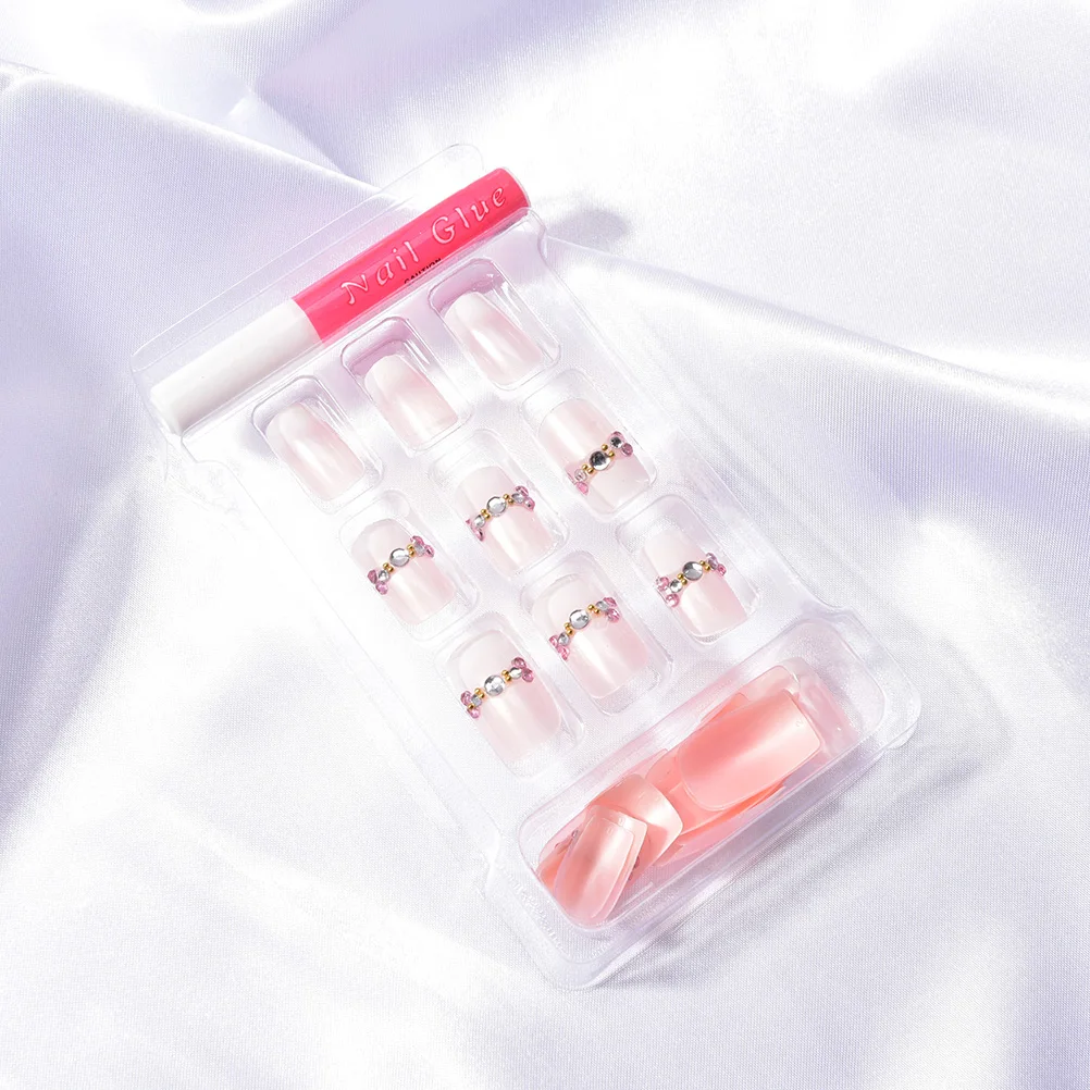 

New 24pcs Cream nude pink pure color 3D fake nails Cute french false nails with Sided adhesive Middle-long full nail tips Bride