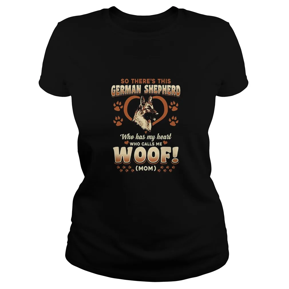 Женская футболка немецкой овчарки Woof Dog Mom | одежда