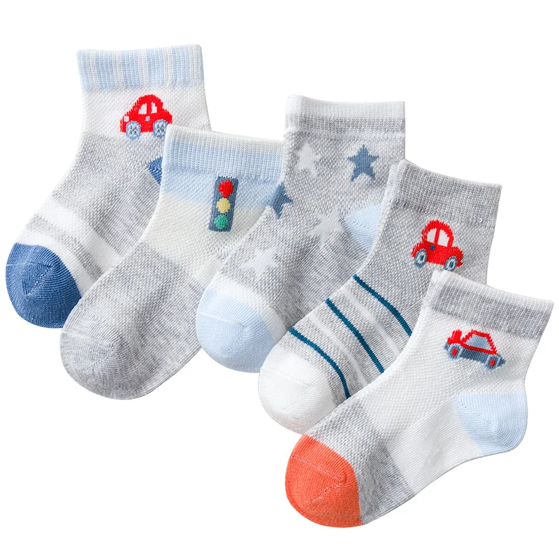 5 пар/лот Детские носки для мальчиков и девочек Сезон весна-лето Дышащие сетчатые