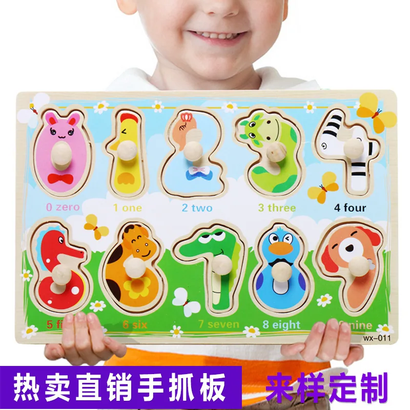 Экологичный Деревянный мультяшный пазл с буквами животных Детский для раннего