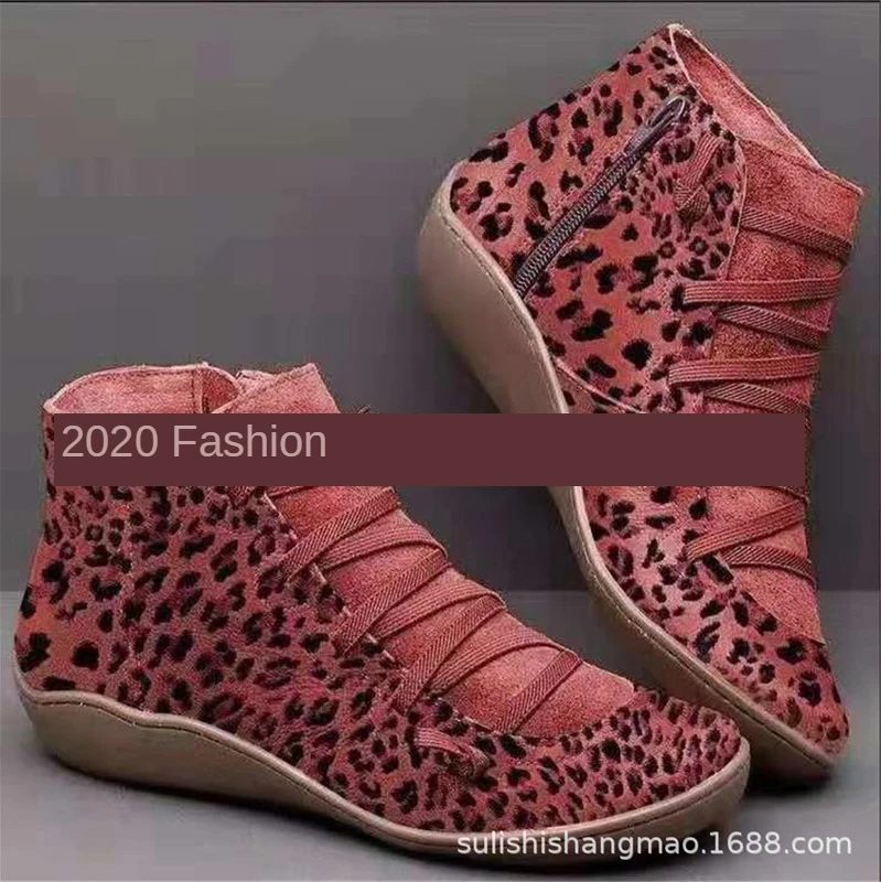 

Women Boots Winter Shoes Fashion Ladies Casual Flat Flock Retro Side Zipper Round Toe Shoes Boots Zapatos Mujer Chaussure