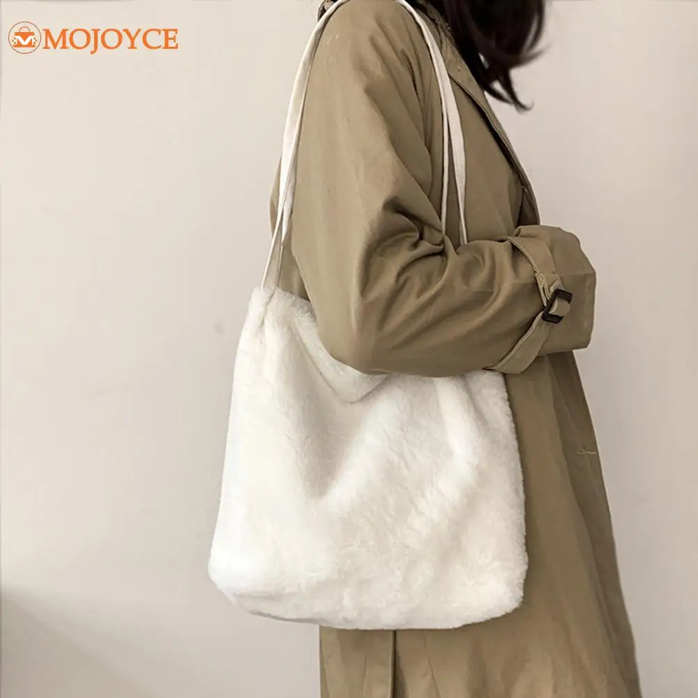 

Women Fashion Plush Solid Color Shoulder Bag Autumn Winter Large Handbags Plush women's bag for autumn winter dropshipping