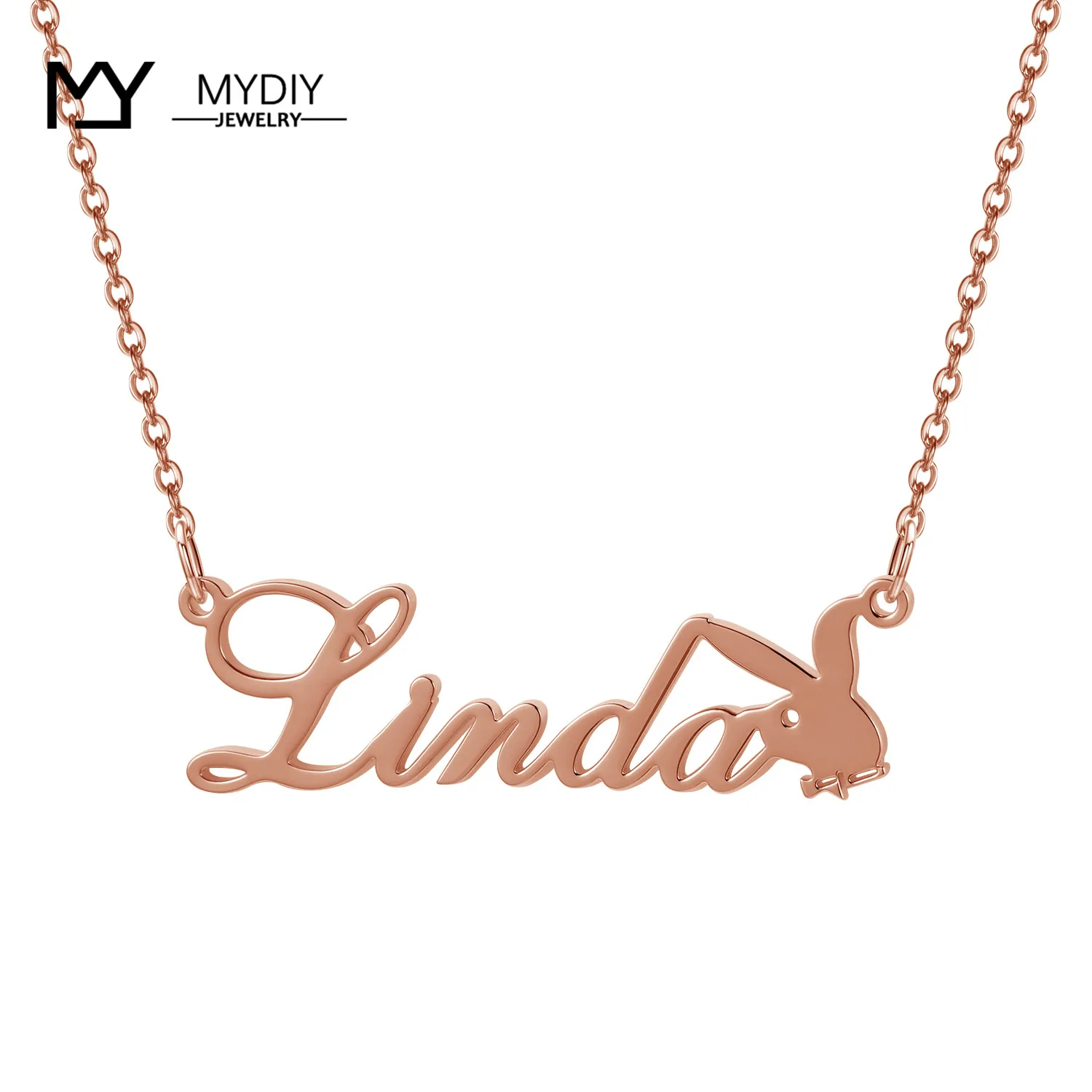 925 Sterling Silver Custom Name 2021 Popular Rabbit Necklace Retro Simple Geometric Pendant Gift Minimalist Fine Jewelry