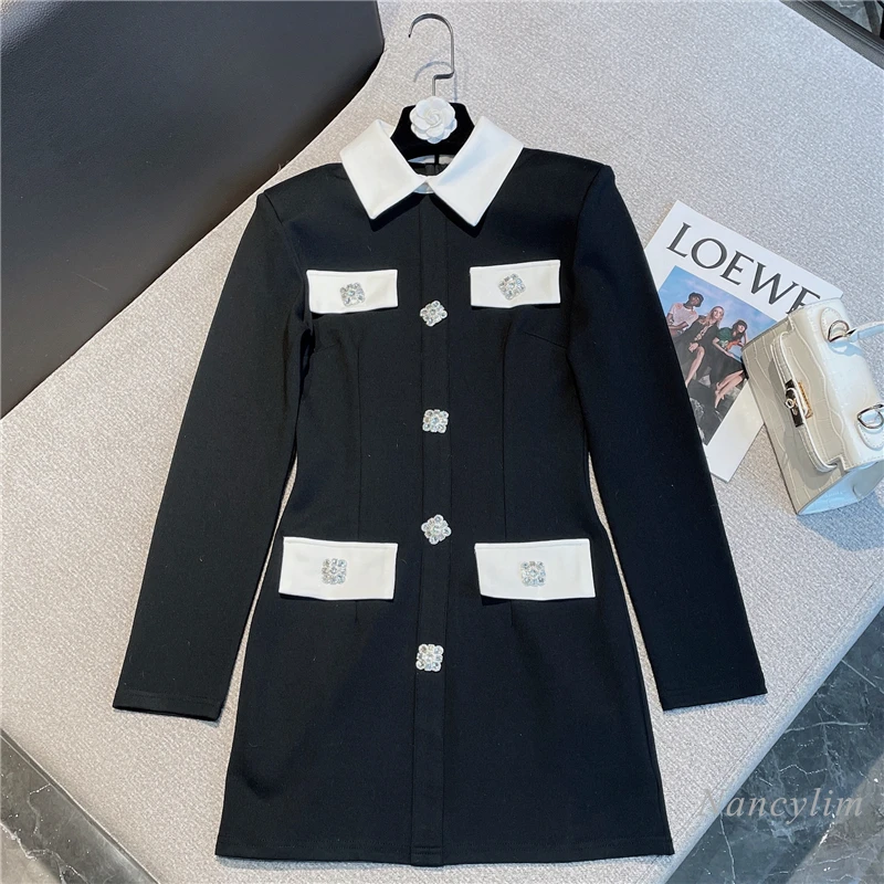 

Женское платье с рукавом-лодочкой, элегантное облегающее черно-белое платье в стиле ретро, зима 2021