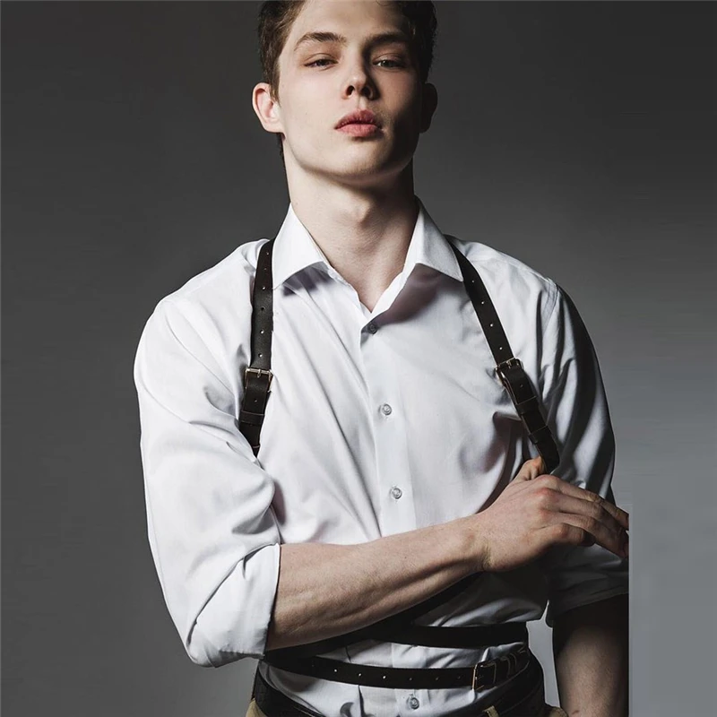 Фетиш мужские кожаные экзотические топы нагрудные ремни регулируемые для БДСМ