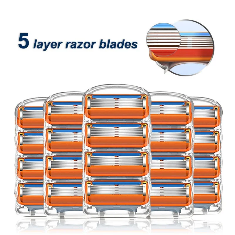 

Кассеты для ручного бритья Gillette Fusion 5, сменные 5-слойные мужские бритвенные лезвия из нержавеющей стали, Т-образные головки, для мужчин