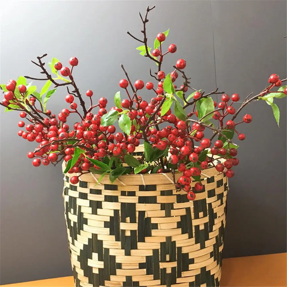 

1Pc Fake Blueberry with Leaves Artificial Fruit Flower Bonsai Home Garden Decor