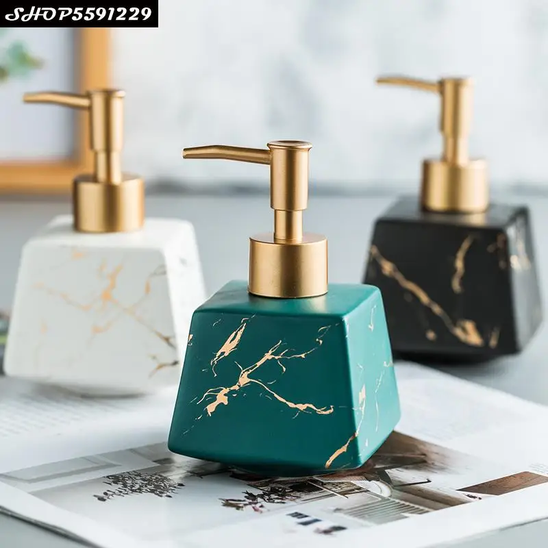 

260 мл роскошный керамический Мраморный дозатор мыла для ванной комнаты, семейная зеленая Квадратная бутылка для жидкого мыла и лосьона