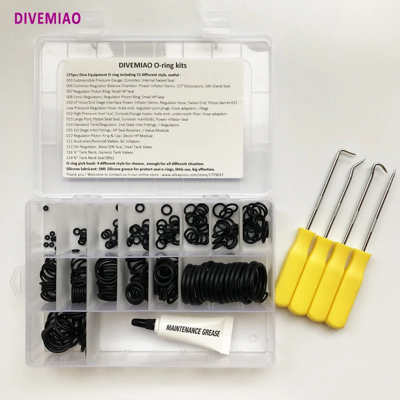 Набор уплотнительных колец для подводного плавания 15 различных NBR70 + 4 шт.