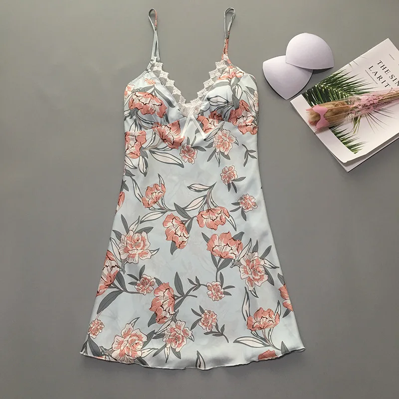 Женский халат для сна шелковистый топ на бретельках пижама ночная рубашка