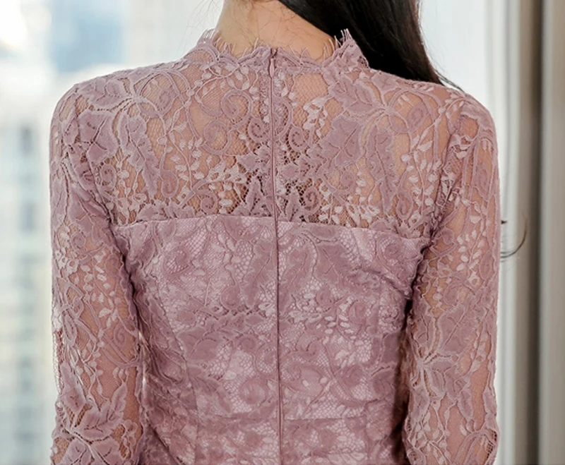 

2021 spring Women fashion women V neck Lace Dress Long Sleeve Pencil Bodycon Dresses Vestidos