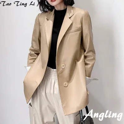 Tao Ting Li Na Women Spring Genuine Real Sheep Leather Jacket R10