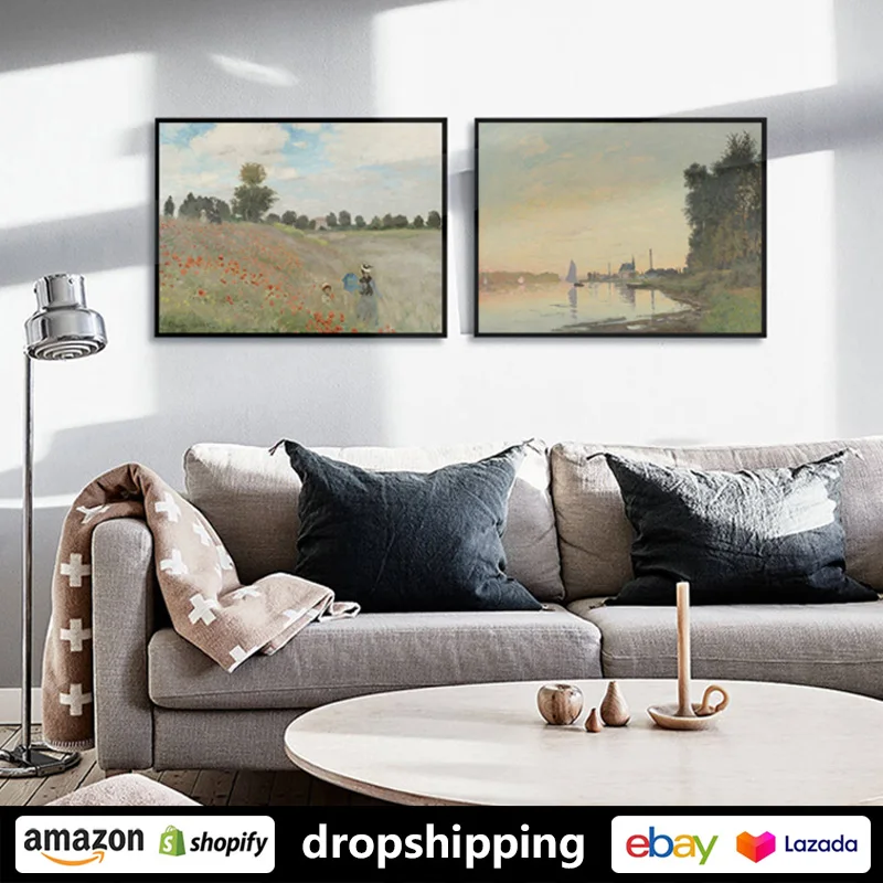 

ART ZONE Monet Impression Landscape Oil Painting prints Wall Art Canvas posters Artwork Home Living room Bedroom Office Decor