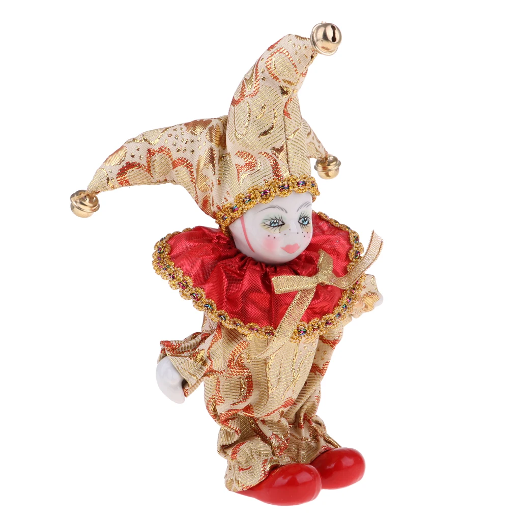 6 inch Adorable Kids Angle Model Porcelain Triangel Doll Harlequin Doll Great for Valentines Gift Clown Doll Model Collectibles