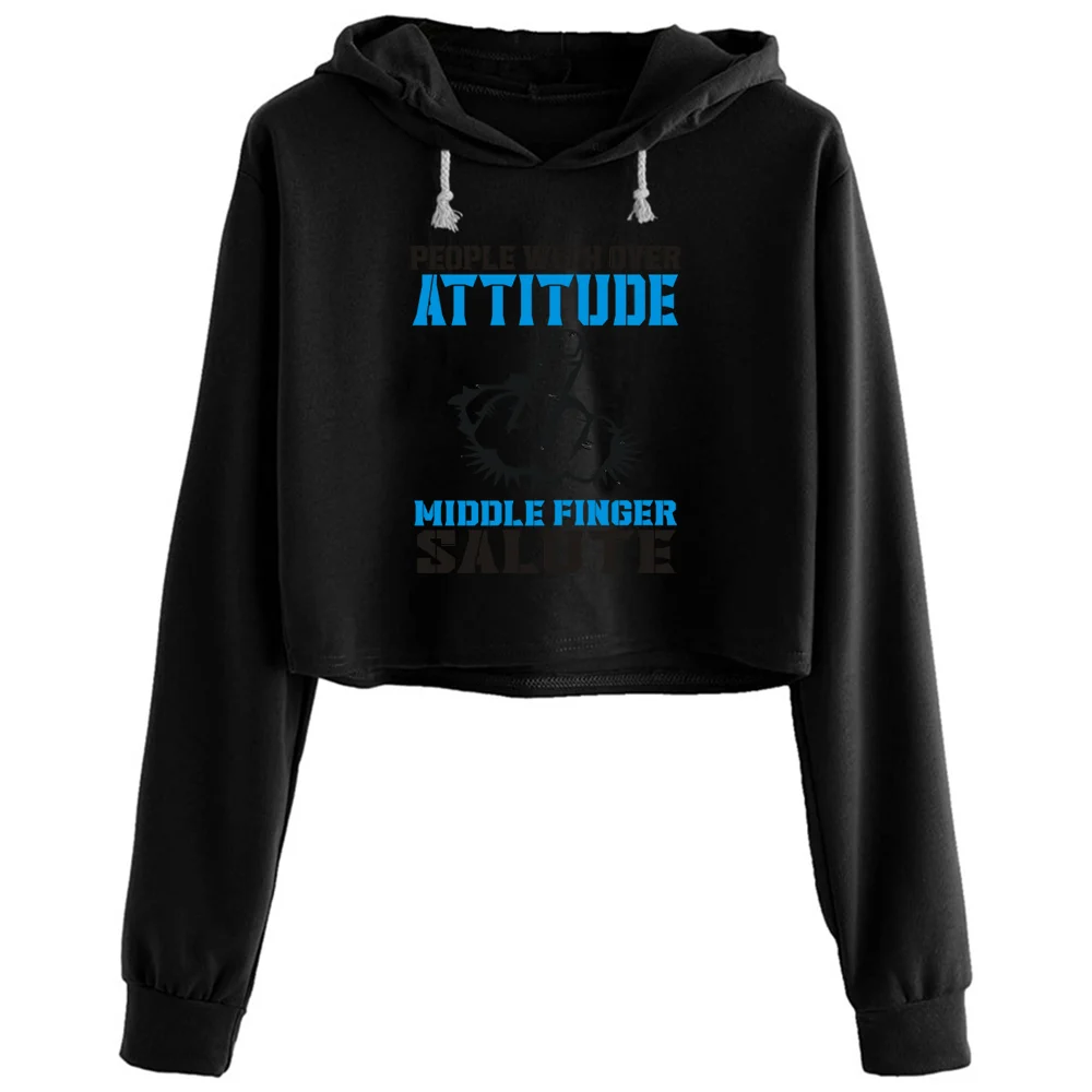 

Over Attitude Crop Hoodies Women Harajuku Anime Emo Aesthetic Pullover For Girls