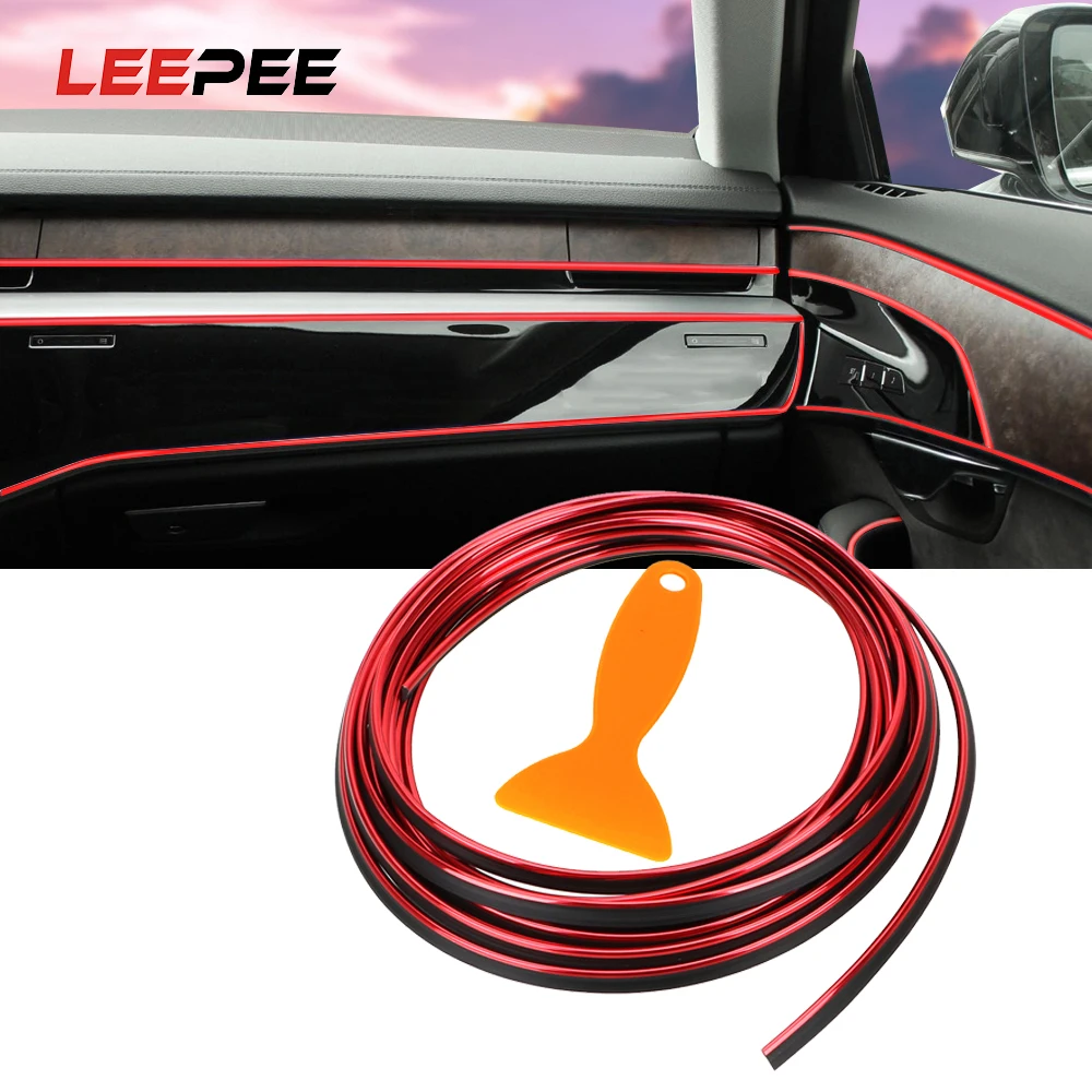 LEEPEE, 5 м, сделай сам, декор для двери автомобиля, полоса для отделки линии, защитная полоса, защита от царапин, автомобильные уплотнения, аксессуары для приборной панели, край авто, хром