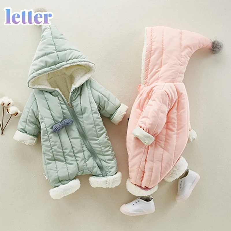 

Baby fleece jackets Infant kids Winter Cotton Snowsuit Diagonal zipper Design Newborn Girl Clothes For Boys Coats hooded mantle