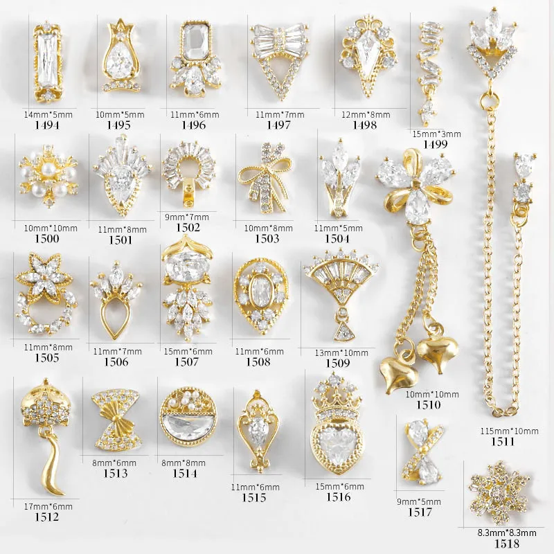 

1 Pc Zircon Alloy Nail Art Decorations Luxury Rhinestones For Mobile Nails Bear Butterfly Tassel Chains Nail Jewelry Accessories
