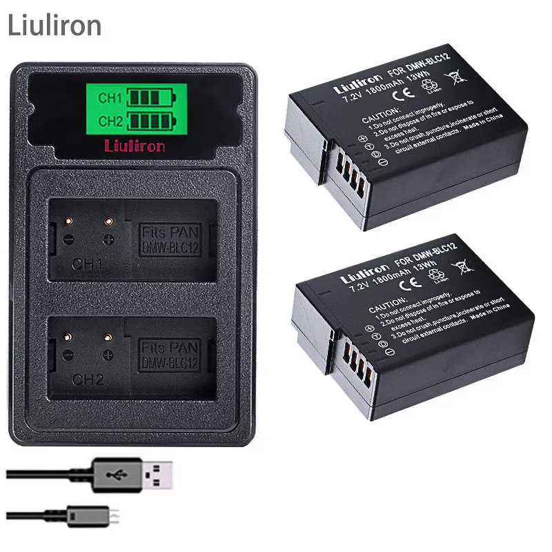 charger and 2battery DMW-BLC12 DMW-BLC12E ДМВ BLC12 Li-Ion Батарея+ USB Dual Зарядное устройство для цифрового фотоаппарата Panasonic FZ1000 FZ200 FZ300 G5 G6 G7 GH2 BLC12 Батарея - Цвет: charger and 2battery