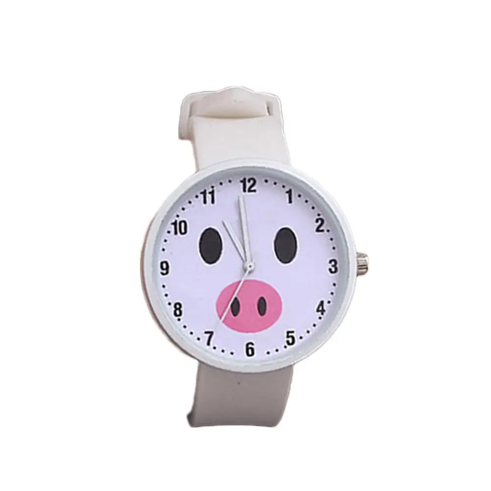 Детские милые часы Fish Pig 2 вида с круглым циферблатом и силиконовым ремешком