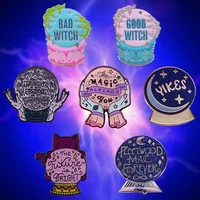 kawaii cute witch magic crystal ball hard enamel pins the future is bright anime cartoon diviner brooch collection badge gift