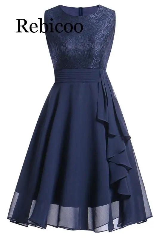 

2019 new retro purple short lace chiffon dress sexy lace stitching dress dress