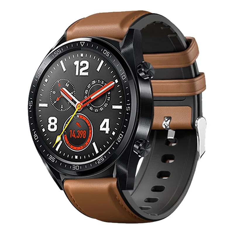 Ремешок для часов из натуральной кожи и силикона сменный Браслет Amazfit GTR 47 мм Stratos 2