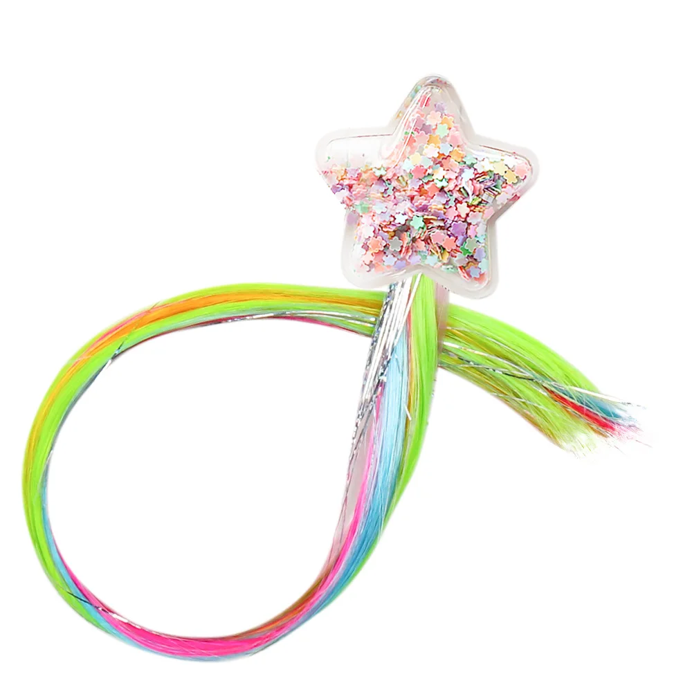 3 hair clip Косички для девочек, резинки для волос, заколка для волос, блестящие банты для волос из ПВХ с помпоном, резинки для волос, детская длинная разноцветная косичка, повязка на голову - Цвет: 3 hair clip
