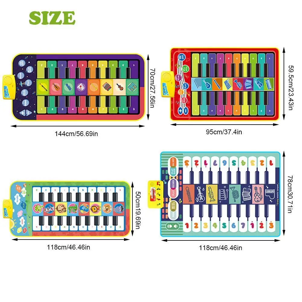 4 Style Double Row Musical Instrument Piano Mat Multifunction Infant Fitness Keyboard Educational Toys For Kids Gift Play Carpet | Игрушки и