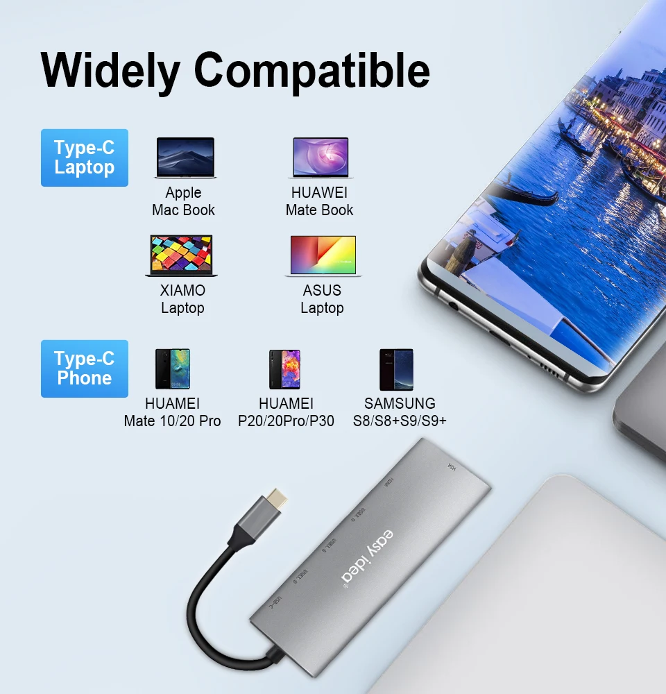 USB концентратор типа C разветвитель 3 0 HDMI VGA порт для MacBook Pro эспандер адаптер Type