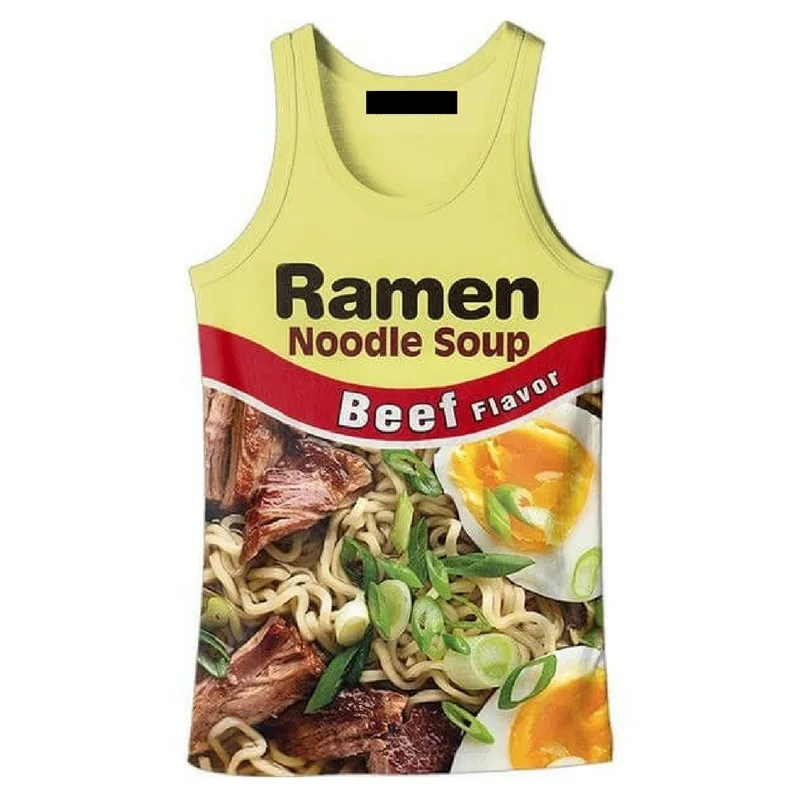 

Fashion 3d Tank Tops Men Noodle Soup Ramen 3D Print Active Vest Singlet Tees Sleeveless Plus Size 5XL Vests Singlets
