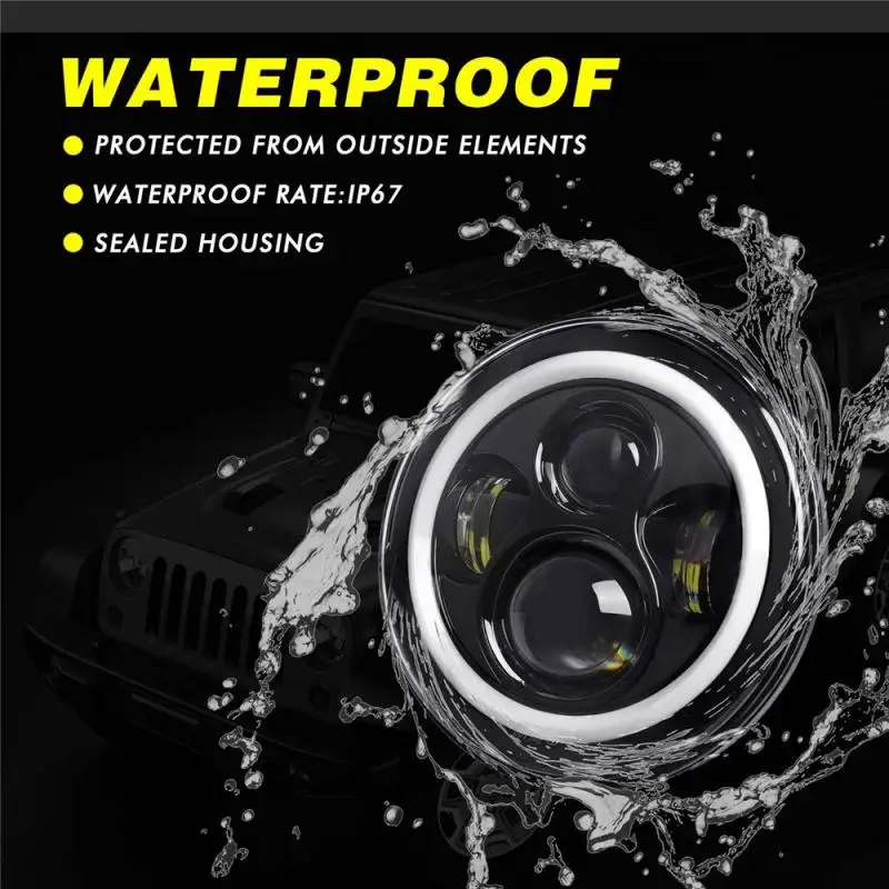 

1pcs 7 Inch 150W Universal Motorcycle Headlight LED Distance Light Motorcycle Fog Lights Headlight Angel Eyes Turn Signal Light