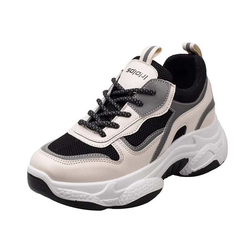 Женские кожаные кроссовки на массивной подошве толстой осень 2019|Женские и кеды| |