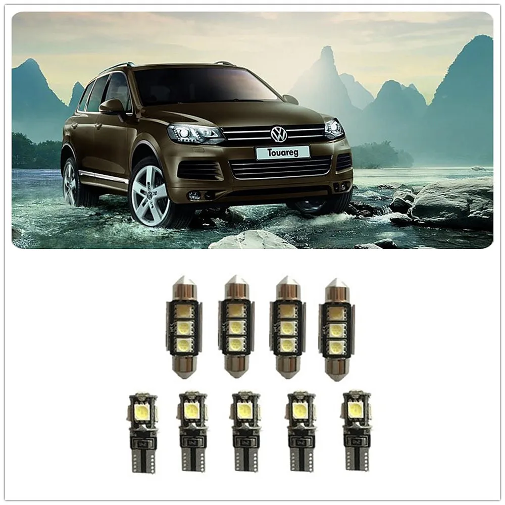 9Pcs White LED Lights Interior Package Kit For Volkswagen Rabbit Saveiro Routan R32 Phaeton Pointer Polo 1990-2019 | Автомобили и