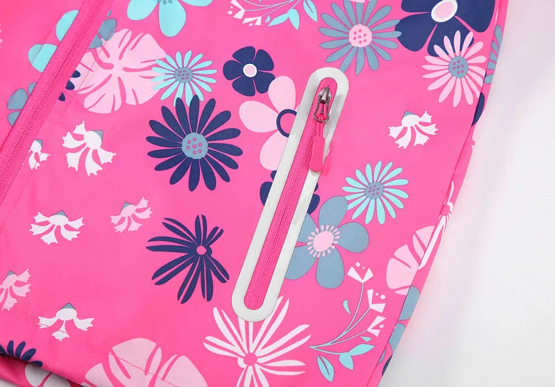 Куртка для девочек водонепроницаемая детская флисовая одежда с цветами зимнее