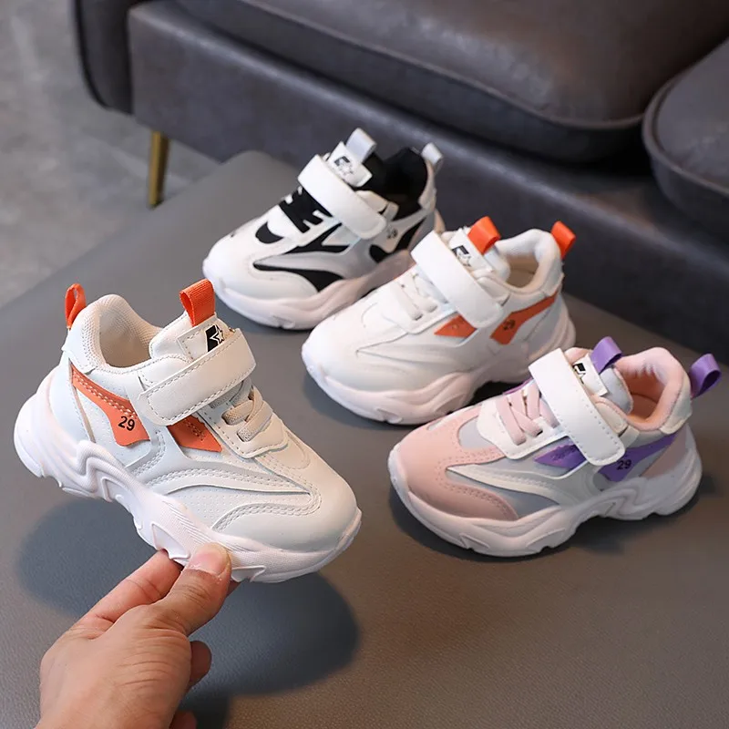 

Children Leather White Sneakers Girls Sport Shoes Boys Leisure Trainers Casual Breathable Kids Running Shoes Basketball Shoes