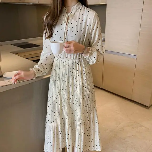 Женское шифоновое платье с длинным рукавом и принтом весна 2020 | Женская одежда