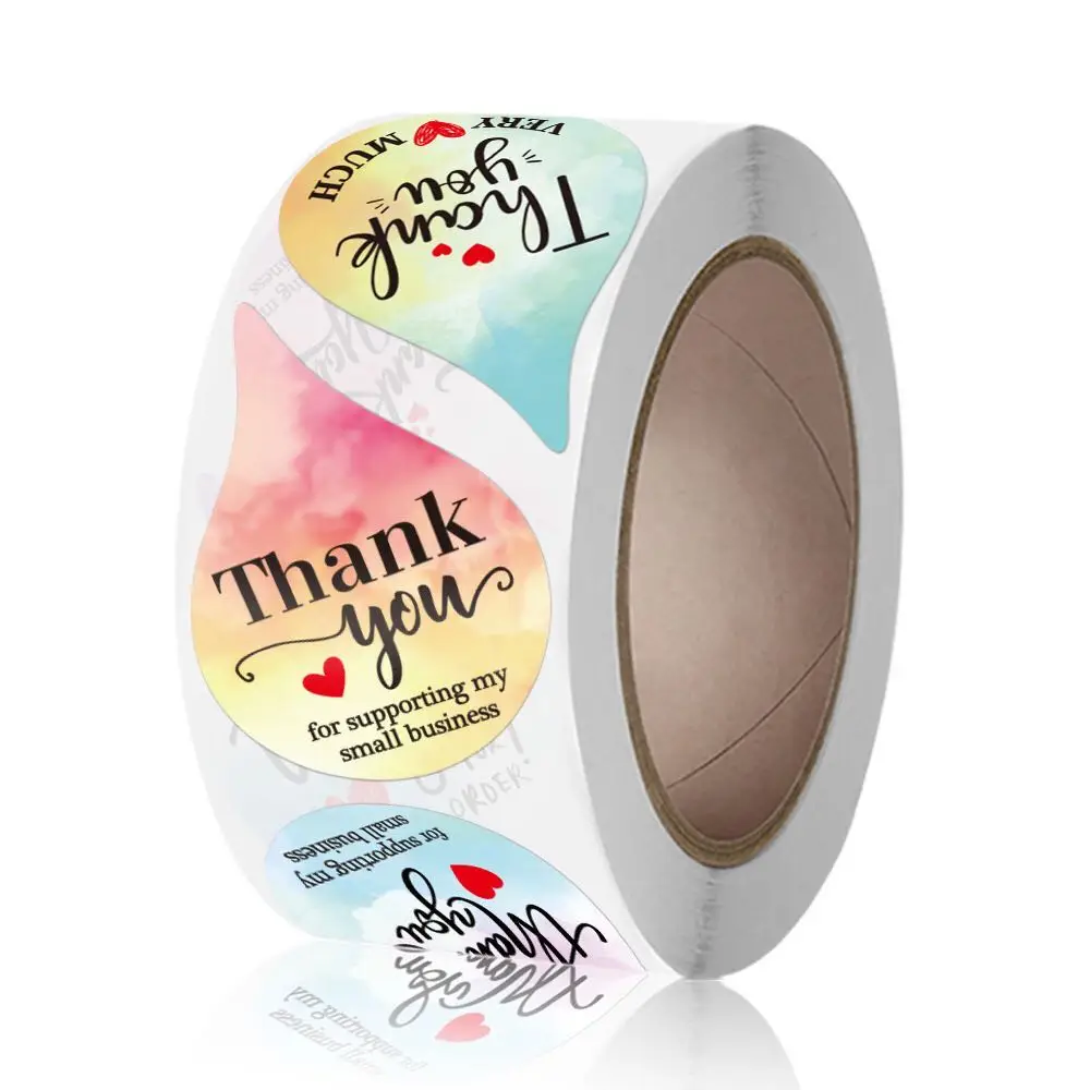 

Newest Colorful Thank You Stickers For Supporting Small Businesss Droplets Shape Label Stickers For Envelopes, Cards, Gift Boxes