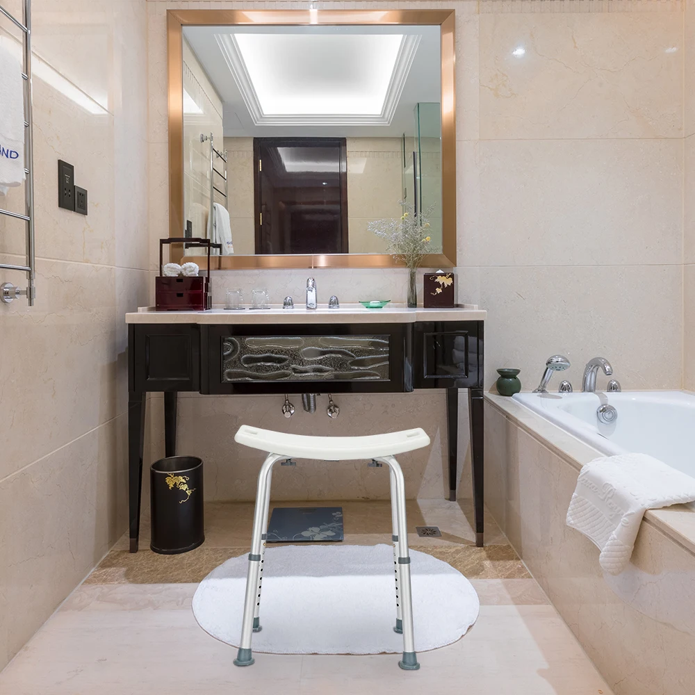 

Aluminum Alloy Lift Bath Chair 8 Files With PE Seat Mat Bathroom Shower Bath Protector High Quality